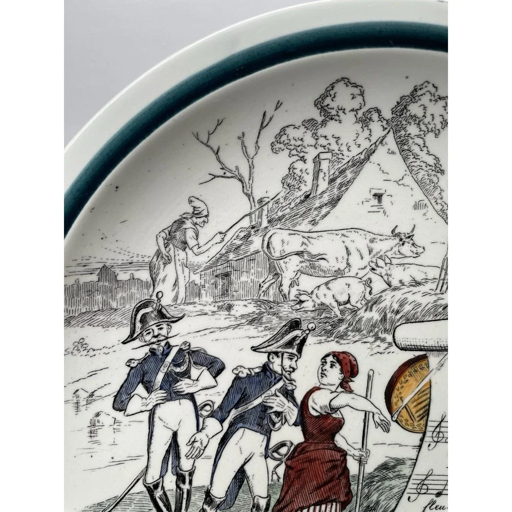 Antique 1880s French Terre de Fer Porcelain No 11 Signed & Marked Plate See Desc